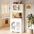 thumbnail image 4 of spanspace 70.9" Kitchen Pantry Cabinet with Power Outlet and LED Light, 2 Drawers Buffet Storage Cabinet with Glass Doors and Adjustable Shelves for Dining Room Living Room, White, 4 of 9
