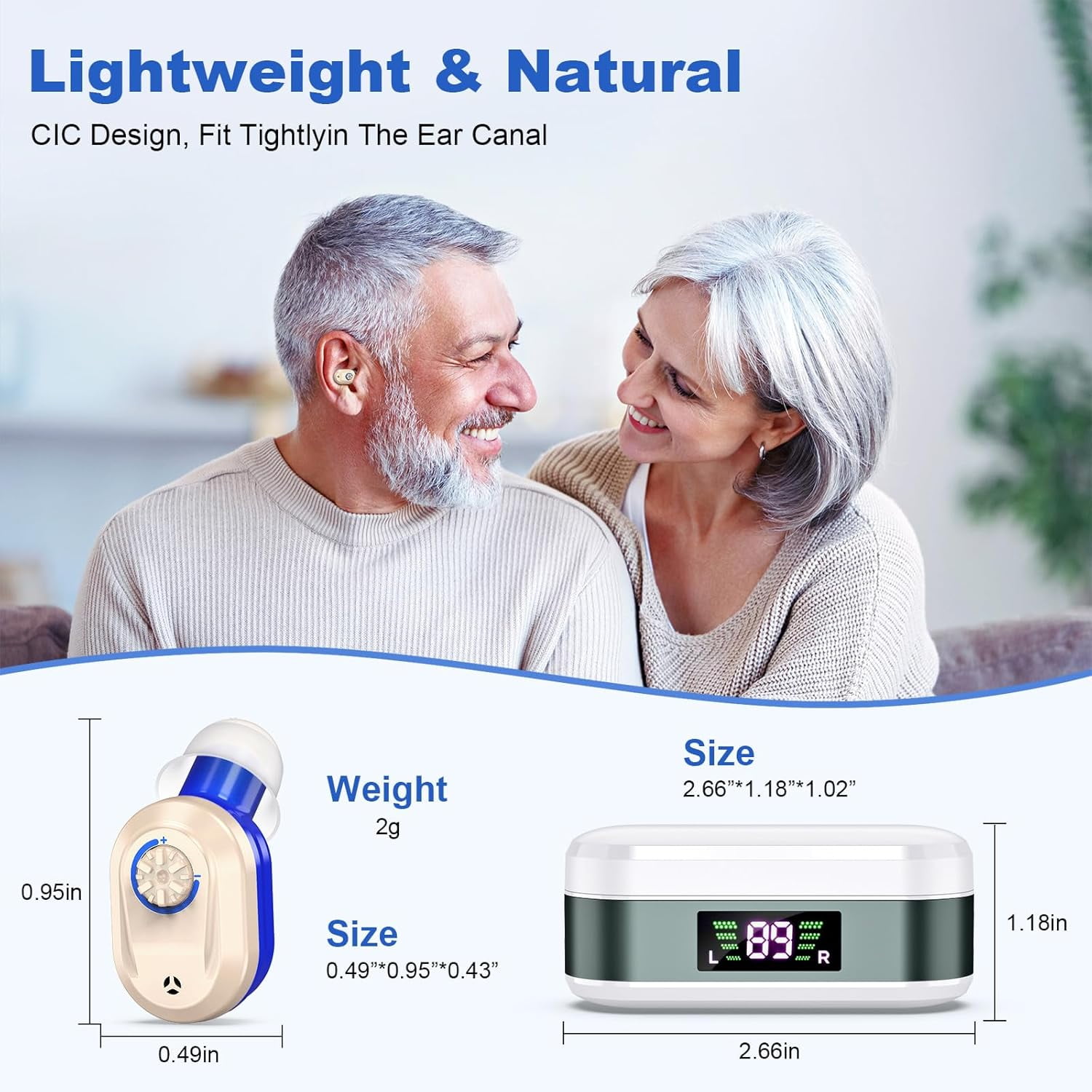 SUWU Hearing Aids for Seniors with digital Displays,Wireless Hearing Aids with Adjustable Volume,Invisible Hearing Amplifier with Noise Reduction with Large Capacity Battery Charging Case