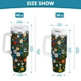 thumbnail image 6 of Yayeee 30oz Double-Wall Insulated Stainless Steel Tumbler with Handle Bottle, Green Floral Garden, 6 of 8