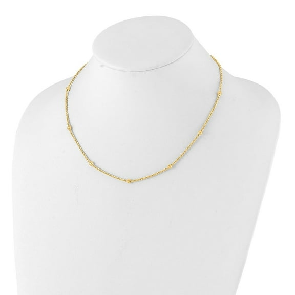 Diamond2Deal 14k Yellow Gold Diamond-Cut Beaded Rope Chain Necklace for Men 18"