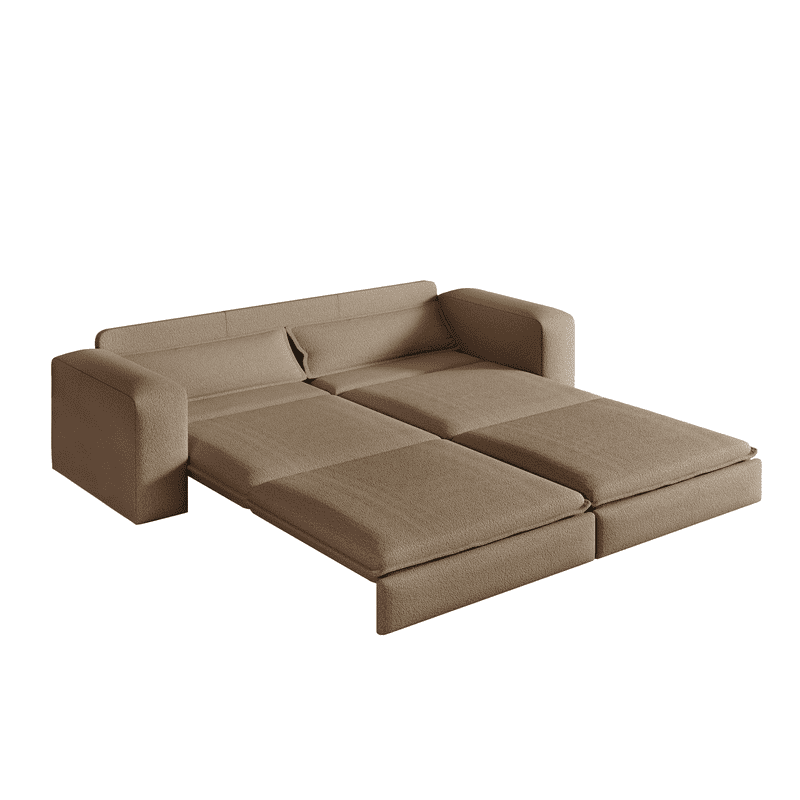 93" King Size Sleeper Sofa Bed, 3-in-1 Convertible Pull Out Couch, Chaise Lounge, Sherpa Fleece 3-Seater Upholstered Sofa with 2 Lumbar Pillows for Living Room, Apartment, and Office