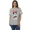 thumbnail image 2 of Women's Plus Size Disney T-Shirt Mickey Mouse Striped Sleeve Varsity Gray, 2 of 6