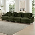 thumbnail image 2 of Newest Elegant Large 4 Seater Sofa Couch,Flared Arms,Removable Ruffles Pleats Skirts,Spindle Legs, Comfy Chenille Four-Seat Sofa for Living Room, Green, 2 of 20