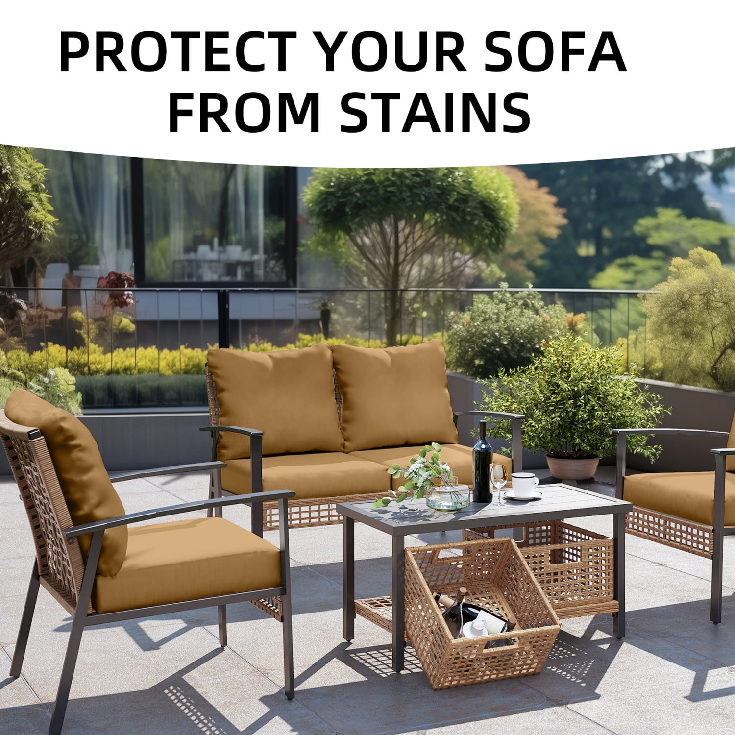 SUKAIKEQA Outdoor Cushion Covers Set,8PCS Patio Furniture Couch Seat Slipcovers, Replacement for Sofa Sectional Chair(Cover，Only)