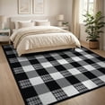 thumbnail image 3 of ODIKA 8'x10' Washable Area Rug Non-Shedding, Easy Care, Under Plaid Large Checkered Bold Border Doormat Layering Front for King Size Bedroom Bed, Master Suite, 3 of 7