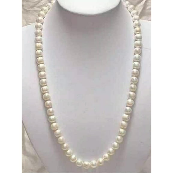 K-KED Beautiful!7-8mm White Cultured Pearl Necklace 20" Yu02