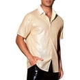 thumbnail image 5 of INSPIRE CHIC Sequins Shirts for Men's Retro Button Down Short Sleeve Party Glitter Shirt M Golden, 5 of 6