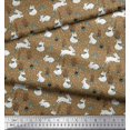 thumbnail image 3 of Soimoi Brown Rayon Fabric Mushroom,Oaknut & Rabbit Animal Printed Craft Fabric by The Yard 42 Inch Wide, 3 of 3