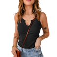thumbnail image 1 of Camiseta sin mangas elástica con cuello en V, color liso, ajustada, elástica, sin mangas, para mujer, 1 of 5