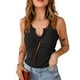 thumbnail image 1 of Camiseta sin mangas con cuello en V, color liso, ajustada, elástica, sin mangas, para mujer, color negro, S, 1 of 5
