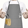thumbnail image 2 of Black White Small Checkered Pattern Apron-Garden Aprons for Women with Pockets-Cotton Linen Waterproof Kitchen Cooking Gardening Aprons Adjustable for Kitchen,Cooking,BBQ and Salon 33x27 Inch, 2 of 7