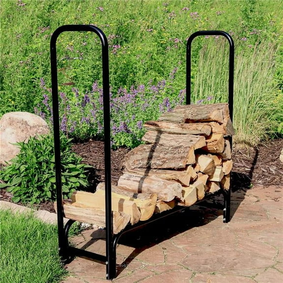 Steel Log Rack with Cover, Black