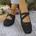thumbnail image 6 of GERsome Ballet Flats for Women Square Toe Slip-On Dress Shoes Ankle Strap Lace Mesh Comfort Walking Shoes for Causal Work, Black Size 6, 6 of 9