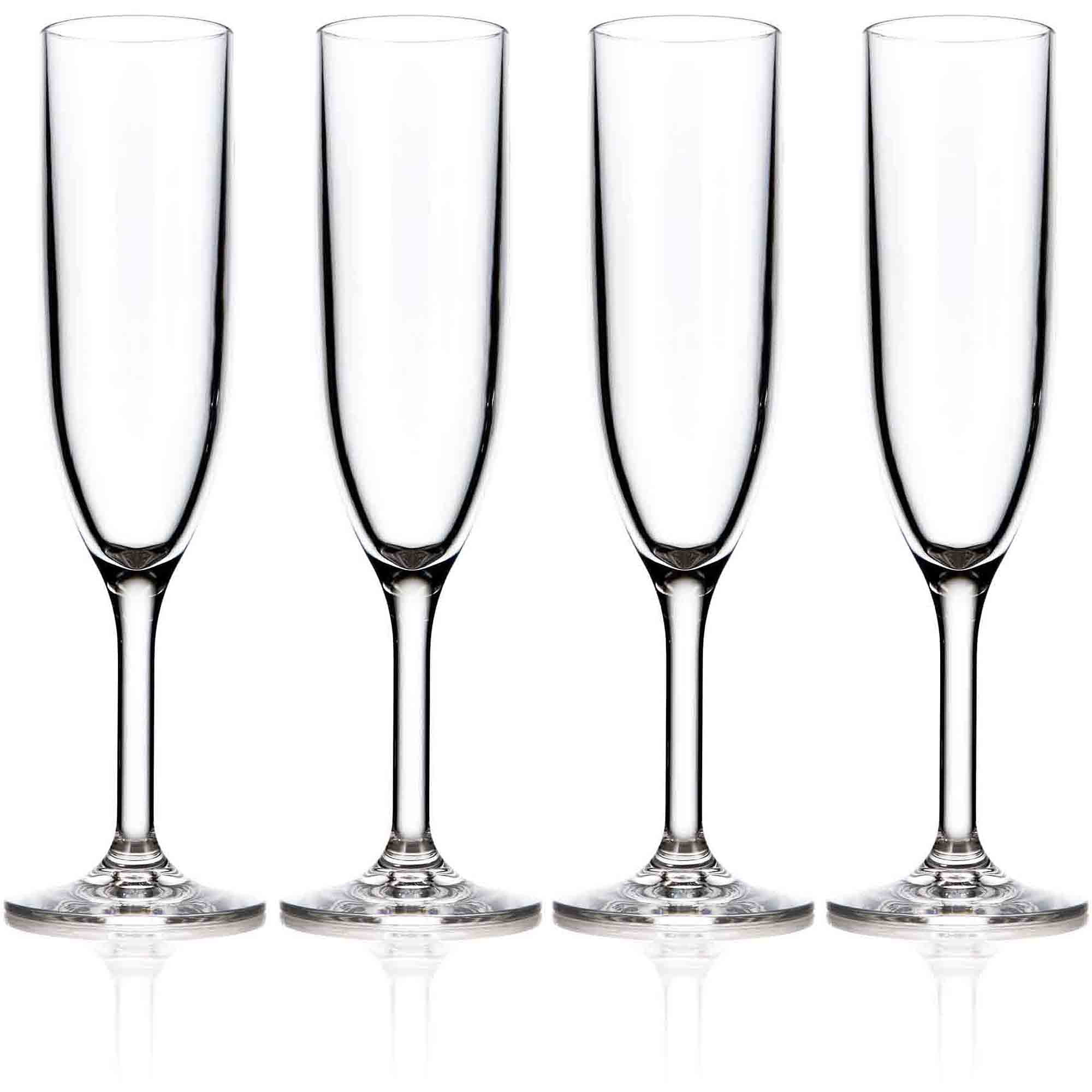 Set of 4 Clear 6 oz Drinique Champagne Flutes Unbreakable Tritan Stemware 