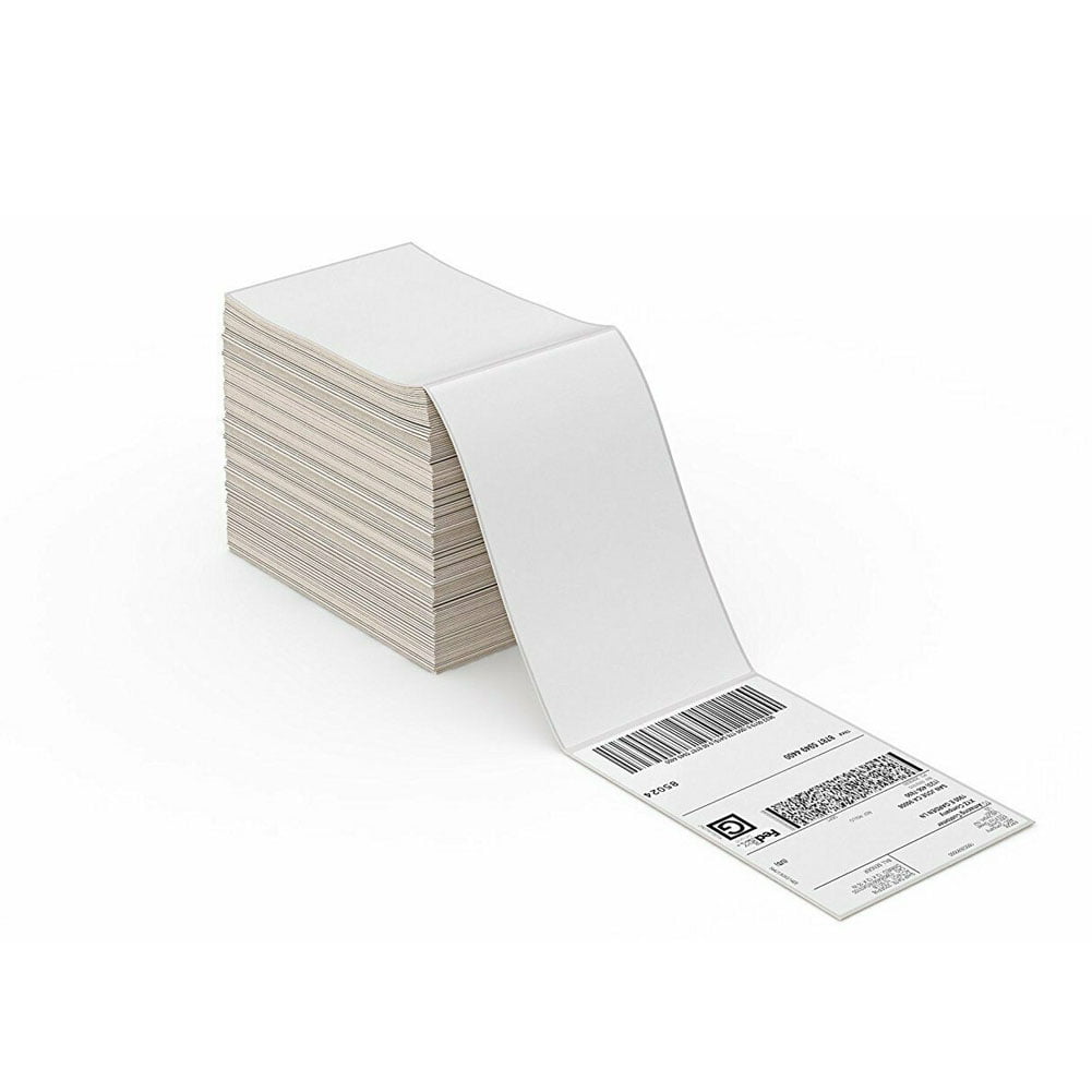 SJPACK Fanfold x Direct Thermal Shipping Labels with Perforations, 500  Labels, Permanent Adhesive, White Mailing Labels for Thermal Printer 