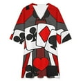 thumbnail image 4 of Artistic Fun Playing Cards Abstract Art Womens Dress With Pockets Summer V Neck 3/4 Sleeve Dress Plus Size Loose Dress, 4 of 7