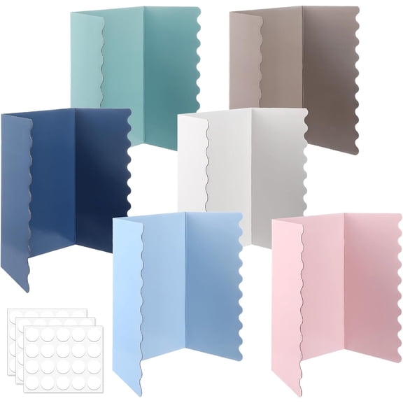 6 Pack 24"x16" Trifold Poster Boards to School Tri Fold Poster Board Corrugated Scalloped Display Boards Foldable Business Project Board for Presentation Science Fair Event School Project(Boho)