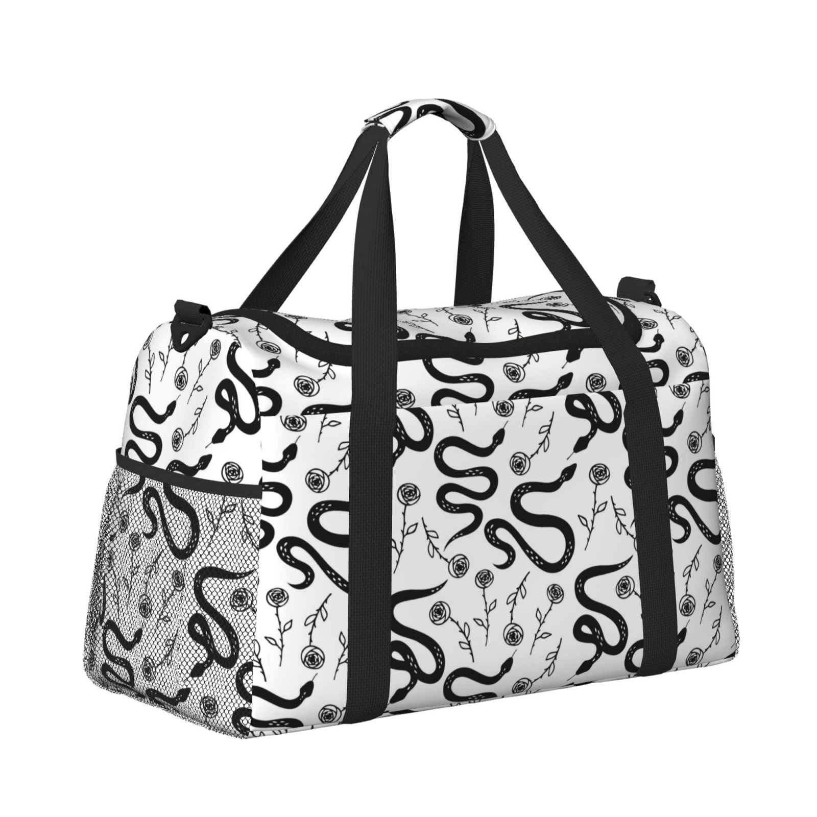 Fuzoiu Hand Drawn Snake Print Travel Duffle Bag,Carry On Tote Bags,Duffel Bag,Sport Gym Bag, Hospital Bag for Labor and Delivery, Overnight Bag,Luggage Bag