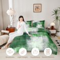 thumbnail image 4 of Castle Fairy Abstract Block Queen Comforter Set 3 Pieces,Minimalist Speckled Stain Comforter Sets Queen,Emerald Gray White,Reversible,1 Comforter and 2 Pillowcases, 4 of 6