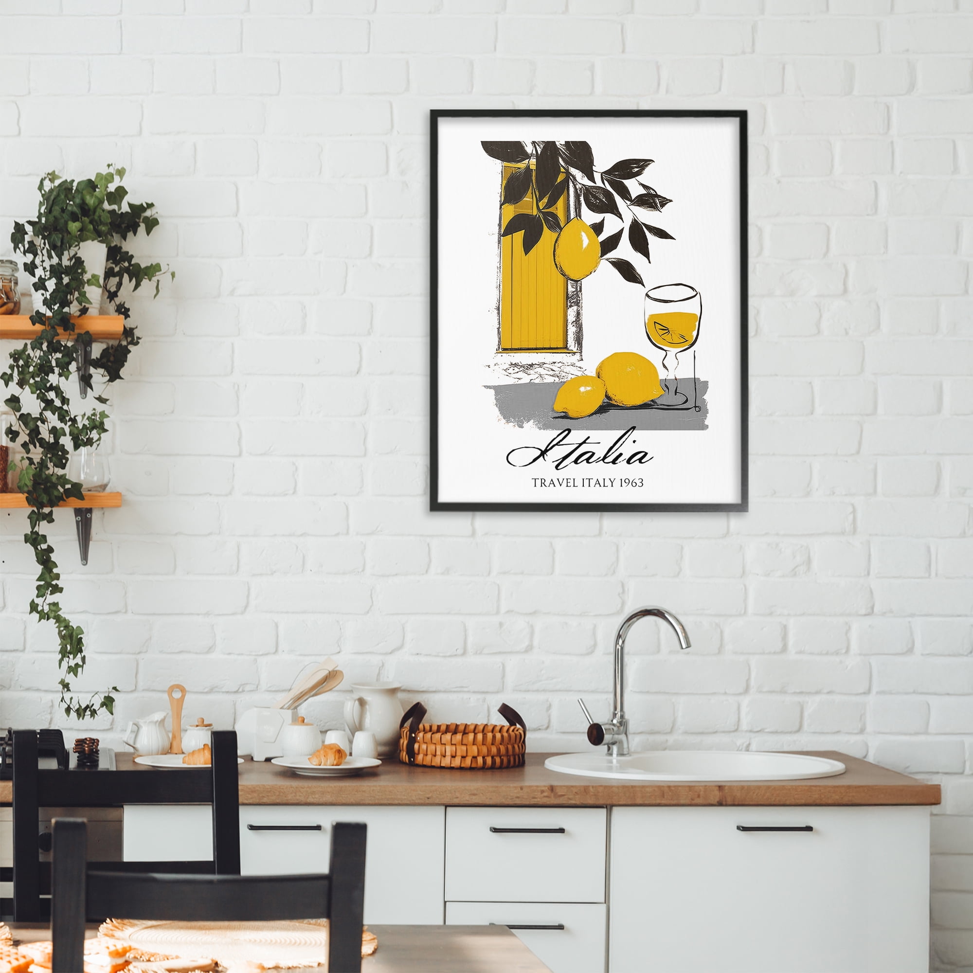 Stupell Industries Travel Italia Lemons Black Framed Giclee Art, design by Annabelle Hall