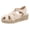 Beige, variant on Women's Wedge Espadrilles Closed Toe Caged Platform Sandals Stretch Strap Slip on Beach Shoes Non Slip Walking Shoes Brown Size 6.5