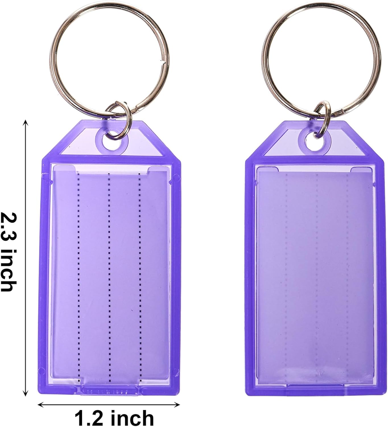 200 Pcs Plastic Key Tags, Key Label Window with Split Ring and Ruled Blank Label Paper, Name Tags Cover Key Chain Identifiers for Luggage, Backpack, 8 Colors