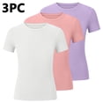 thumbnail image 6 of SGFCWSX Girls T Shirt 3 Pack Ribbed Knit Short Sleeve Crew Neck Slim Fit Cropped Casual Soft Basic Kids Daily Wear Tee Tops White Size 7/8, 6 of 6