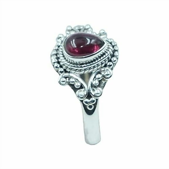 Red Garnet 925 Sterling Silver Handmade Promise Red Stone Design Ring Wedding Gift Jewelry For Women