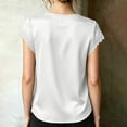 thumbnail image 7 of TGSLY Lace Trim Satin Tops for Women Smooth Soft V Neck Bow Tie Front Shirts Loose Dressy Casual Solid Color Cap Sleeve Blouses XXL, 7 of 7
