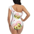 thumbnail image 5 of Easygdp Avocado Lovers Women's One Shoulder Ruffle Monokini Bathing Suits with Removable Chest Pad, Quick Drying - Medium, 5 of 8