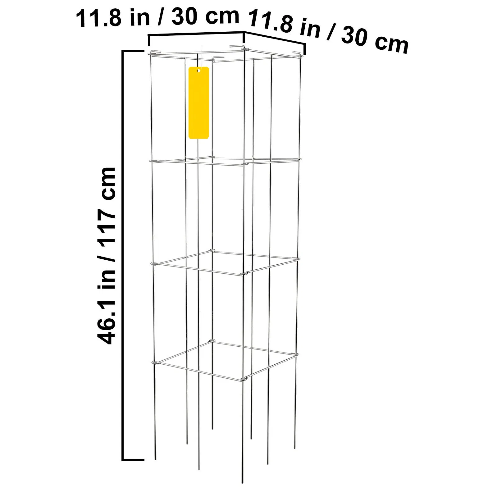 Set of 5 Tomato Cages 11.8x11.8x46.1 Inches,Durable Silver PVC-Coated Steel Support Towers for Climbing Vegetables,Flowers,and Fruits