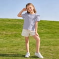thumbnail image 4 of Zpanxa T-Shirts pour Filles Couleur Unie Bordure Festonnée Manches Courtes Col Rond Coton Haut Décontracté 8 Ans, 4 of 7