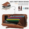 thumbnail image 3 of Compatible Wallet Case for Samsung Galaxy Z Flip 5 Case with Card Holder,Full Protective Leather Lanyard Purse Case for Galaxy Z Flip 5 Wallet Phone Case for Galaxy Flip 5 Case with Strap Brown, 3 of 7