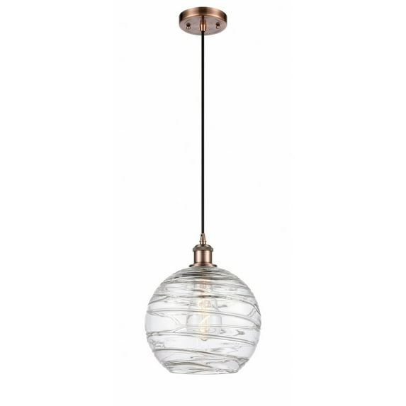 516-1P-AC-G1213-10-LED-Innovations Lighting-Athens Deco Swirl - 3.5W 1 LED Cord Hung Mini Pendant In Industrial Style-13 Inches Tall and 10 Inches
