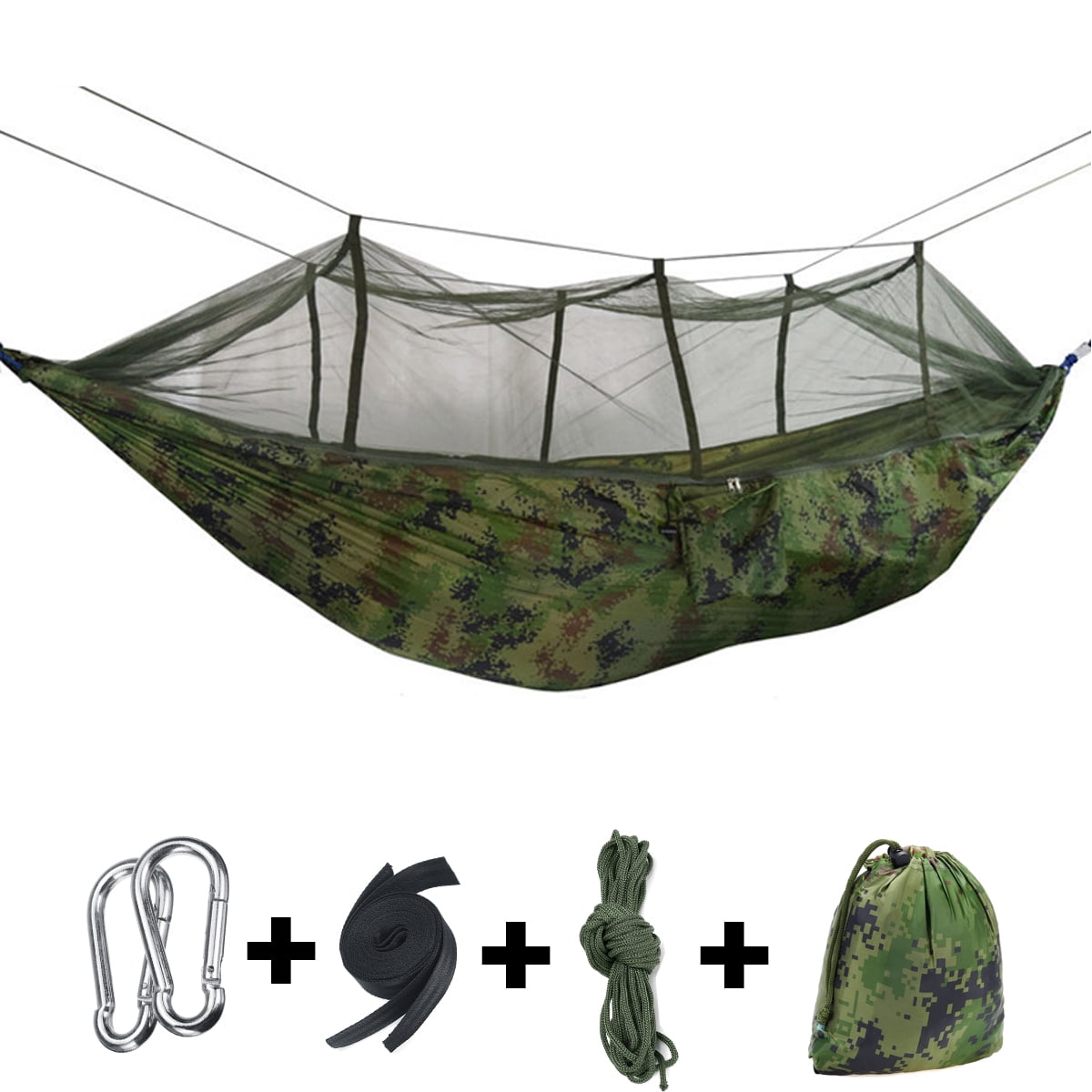 Portable Double Outdoor Person Travel Camping Hanging Hammock Bed+Mosquito Net 
