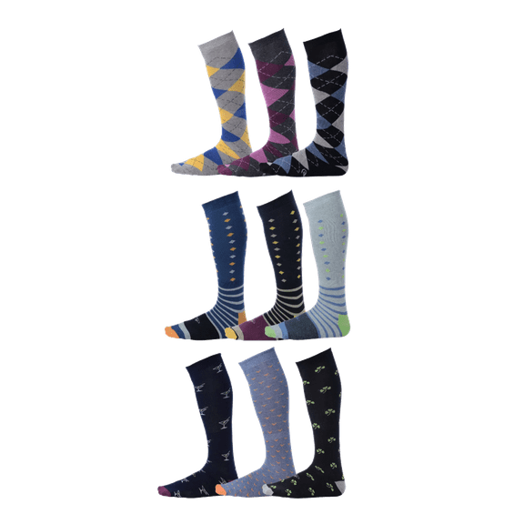 Pierre Henry Over the Calf Socks for Men (3 pairs) | Cotton Over the Calf Dress Socks