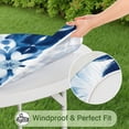 thumbnail image 5 of Indigo Tie Dye Floral Mandala Round Fitted Tablecloth with Elastic Edge,Dining Table Cover Waterproof,Outdoor Round Tablecloth for Camping,Dining,Indoor and Outdoor, 5 of 7