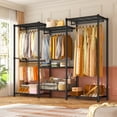 thumbnail image 2 of Exenoray 3-Section Closet Organizer System with Hanging Rod & 7 Wire Shelves, Heavy Duty Metal Wardrobe Rack, 900 lbs Capacity, 68.9" W x 15.7" D x 76.7" H, Black, 2 of 8