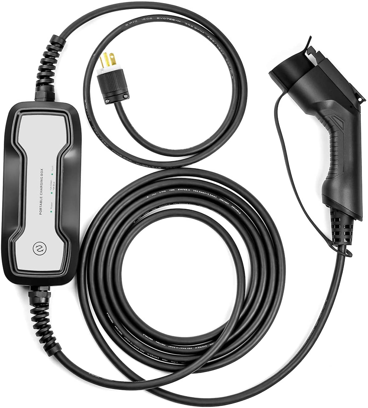 Fiat Portable EVSE Electric Vehicle Charging Station Compatible with Level 1 for Chevy Volt 240V, 16A, 25FT Ford Fusion BMW Nissan Leaf BougeRV Level 2 EV Charger Cable 