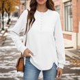 thumbnail image 6 of WTOBBY Women's Lightweight Button Detail Hoodie, Long Sleeve Casual Pullover, Preppy Style with Kangaroo Pocket for Essentials and Classic Streetwear Look,White M, 6 of 6