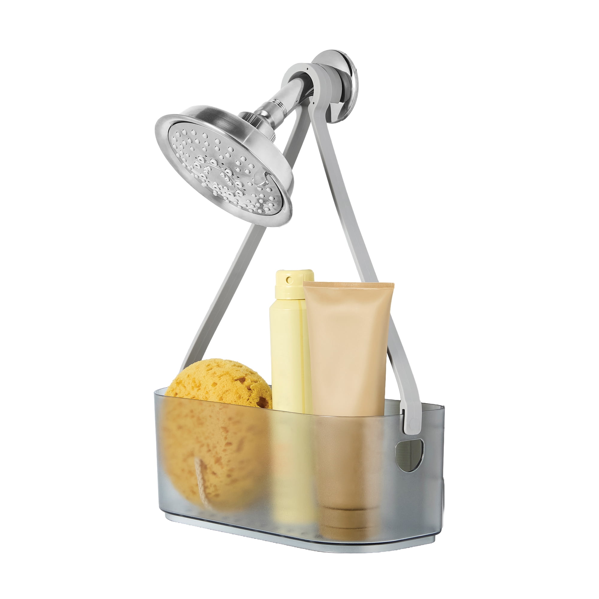 Mainstays Charcoal Gray Hanging Shower Caddy with Multiple Compartments for Shower Head or Door