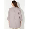 thumbnail image 3 of Catherines Women's Plus Size Petite Classic Linen Buttonfront Shirt, 3 of 6