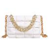 Bolso bandolera con entramado de cuero PU para mujer Bolso con cadena de color sólido (Blanco) Tmvgtek Oficina Multiescena Multifunción