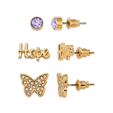 Time and Tru Hope and Butterfly Trio Earrings