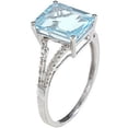 thumbnail image 2 of 10k White Gold Emerald-Shape Blue Topaz and Split-Shank Diamond Ring, 2 of 5