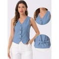 thumbnail image 2 of DARING DIVA Women's Waistcoat V Neck Crop Top Summer Vest S Light Blue, 2 of 6