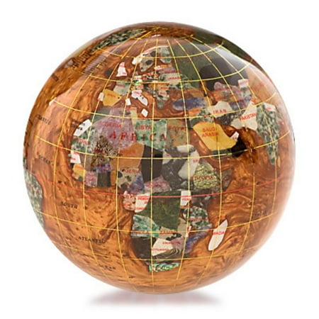 Amber Paperweight - Kalifano Copper Amber 4-in. Gemstone Globe Paperweight
