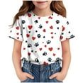 thumbnail image 1 of Zpanxa T-Shirts Athlétiques pour Filles Imprimé Étoile Col Rond Manches Courtes Haut Décontracté Polyester Spandex 3 Ans, 1 of 7