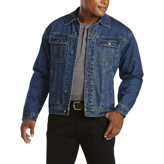 Wrangler Mens Flannel Lined Denim Jacket XX-Large Tall Antique Navy