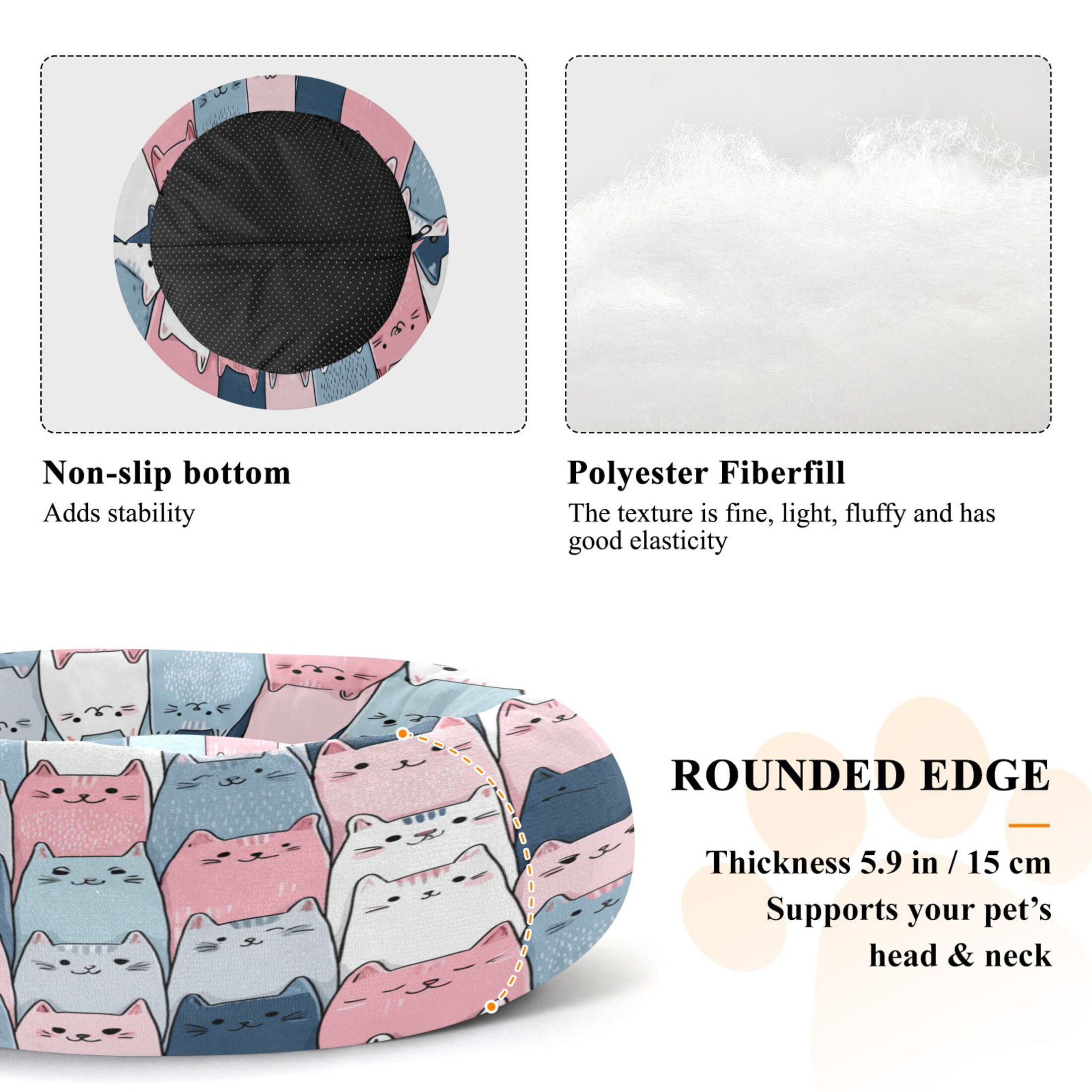 Iauyy Pet Couch Donut Cat Bed for Indoor Cats/Small Dogs Washable & Machine with Non-slip Bottom Calming Cat Furniture, Simple Sketch Of A Cat (S)